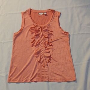 Chico's Coral Sleeveless Ruffled Top Size 2